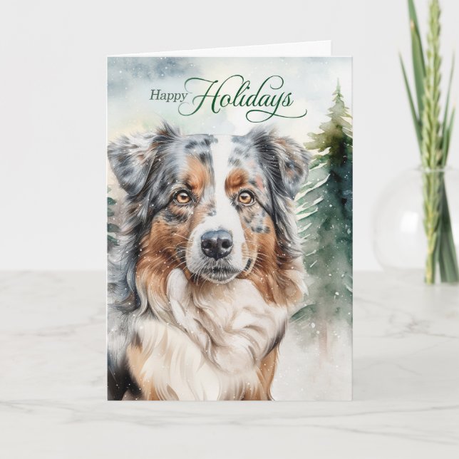 Australischer Schäferhund Dog Woodland Weihnachten (Vorderseite)