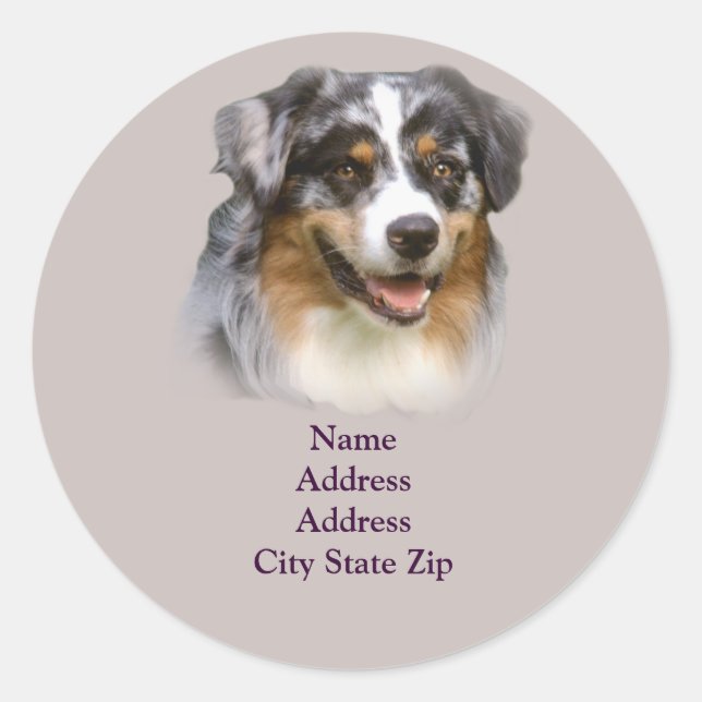 Australischer Schäferhund Fabulous Address Label Runder Aufkleber (Vorderseite)