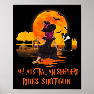 Australischer Schäferhund fährt Schrotflinte Hund Poster