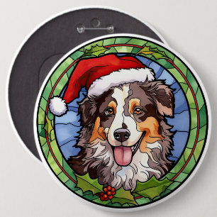Australischer Schäferhund Festglass Weihnachten Button