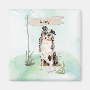 Australischer Schäferhund gratuliert New Hund Magnet