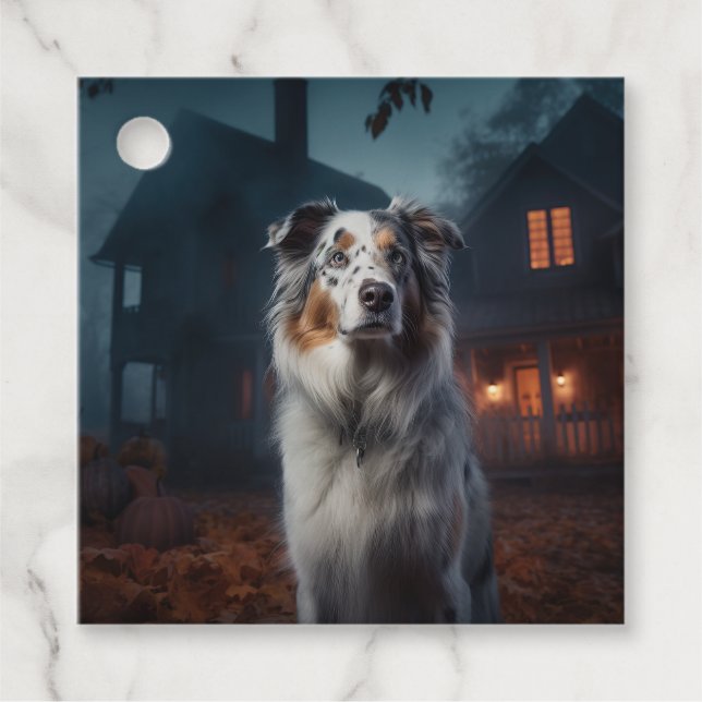 Australischer Schäferhund Halloween Beängstigend Geschenkanhänger (Vorderseite)