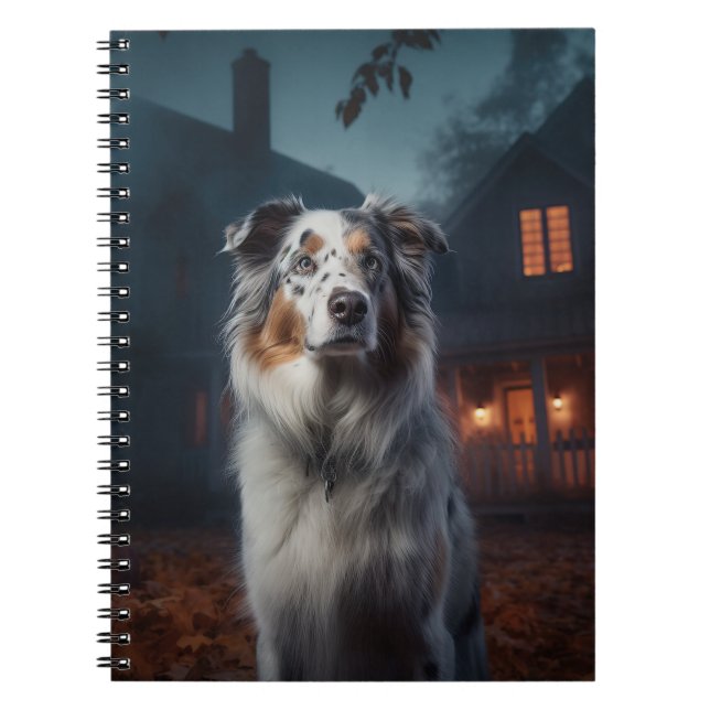 Australischer Schäferhund Halloween Beängstigend Notizblock (Vorderseite)