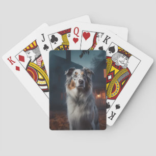 Australischer Schäferhund Halloween Gruselig Spielkarten