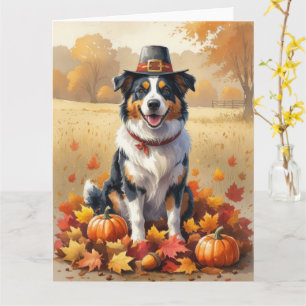 Australischer Schäferhund Herbstblätter Thanksgivi Karte
