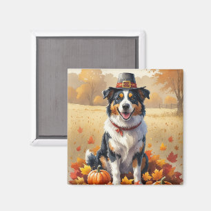 Australischer Schäferhund Herbstleaves Erntedank A Magnet