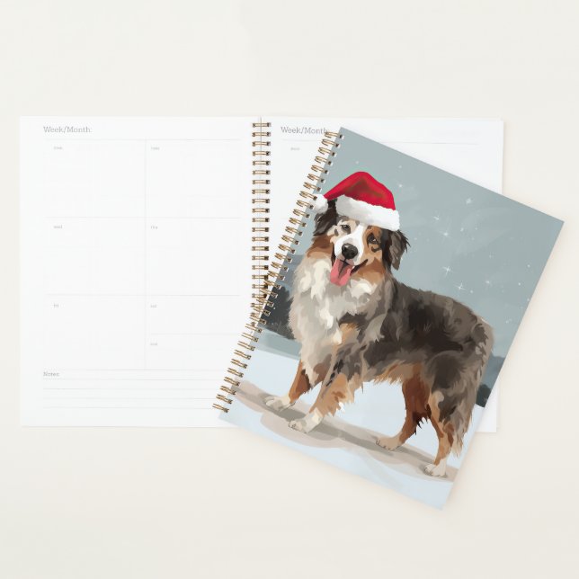 Australischer Schäferhund Hund im Schnee Weihnacht Planer (Anzeige)