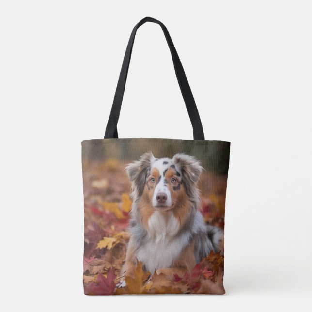 Australischer Schäferhund im Herbstfall Inspiriert Tasche (Rückseite)