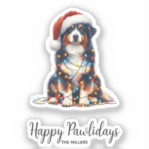 Australischer Schäferhund im Weihnachtslicht einge Aufkleber