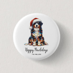 Australischer Schäferhund im Weihnachtslicht einge Button