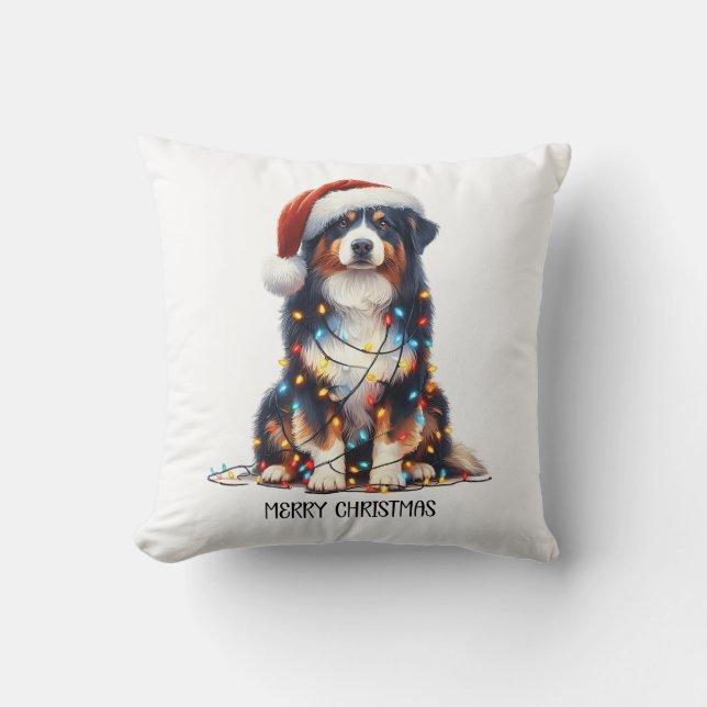 Australischer Schäferhund im Weihnachtslicht einge Kissen (Vorderseite)