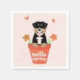 Australischer Schäferhund in Blume Pot Serviette