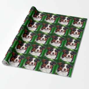 Australischer Schäferhund in St. Patrick's Day-Kle Geschenkpapier