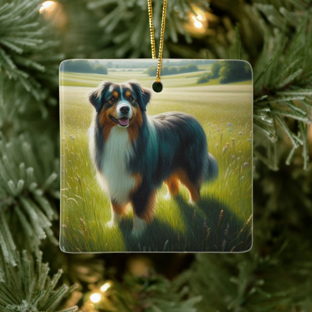 Australischer Schäferhund Keramikornament (Baum)