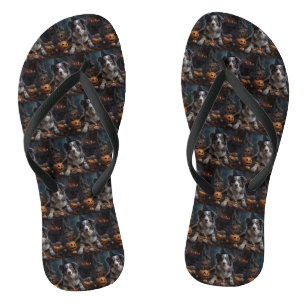 Australischer Schäferhund Kürbisse Halloween Gruse Flip Flops