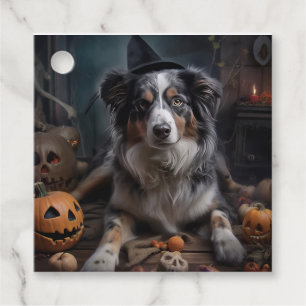 Australischer Schäferhund Kürbisse Halloween Gruse Geschenkanhänger