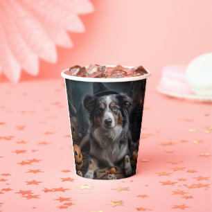 Australischer Schäferhund Kürbisse Halloween Gruse Pappbecher