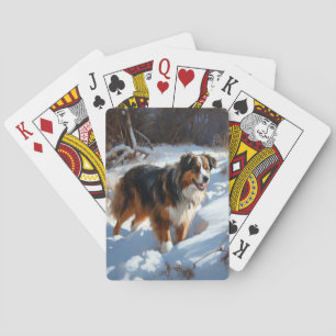 Australischer Schäferhund Lass es schneien Weihnac Spielkarten