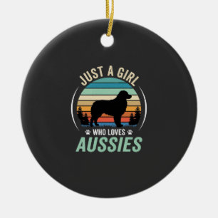 Australischer Schäferhund Liebhaber Retro Sonnenun Keramik Ornament