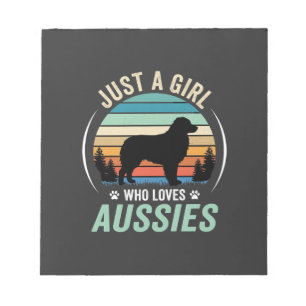 Australischer Schäferhund Liebhaber Retro Sonnenun Notizblock