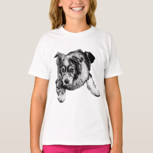 Australischer Schäferhund Liegender Hund Kunst-T-S T-Shirt