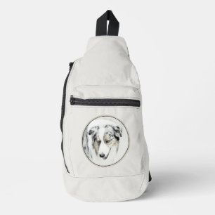 Australischer Schäferhund Malerei Blue Merle Hund Crossbody Bag