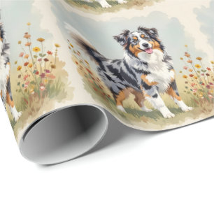 Australischer Schäferhund Merle Langschwanz Geschenkpapier