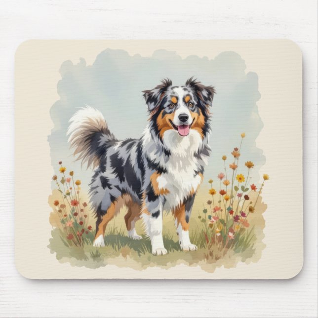 Australischer Schäferhund Merle Langschwanz Mousepad (Vorne)