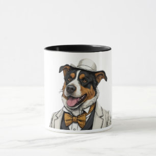 Australischer Schäferhund mit Anzug Tasse