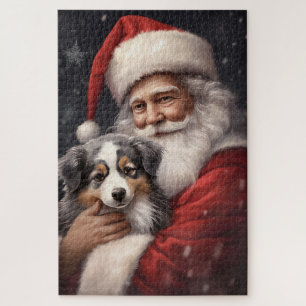 Australischer Schäferhund mit Weihnachten des Weih