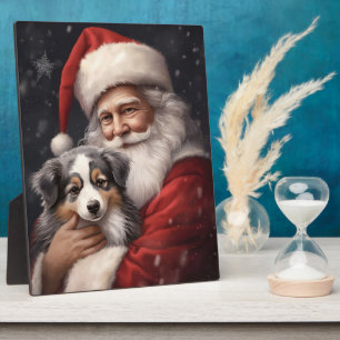 Australischer Schäferhund mit Weihnachten des Weih Fotoplatte