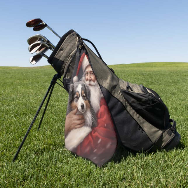Australischer Schäferhund mit Weihnachten des Weih Golfhandtuch (Gras)