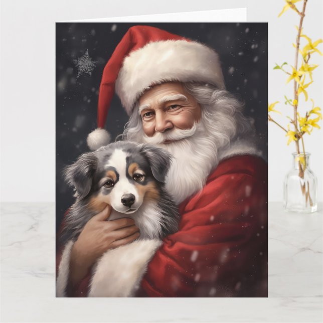 Australischer Schäferhund mit Weihnachten des Weih Karte (Gelbe Blume)