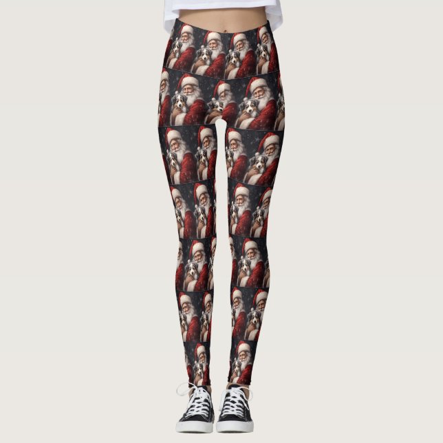 Australischer Schäferhund mit Weihnachten des Weih Leggings (Vorderseite)