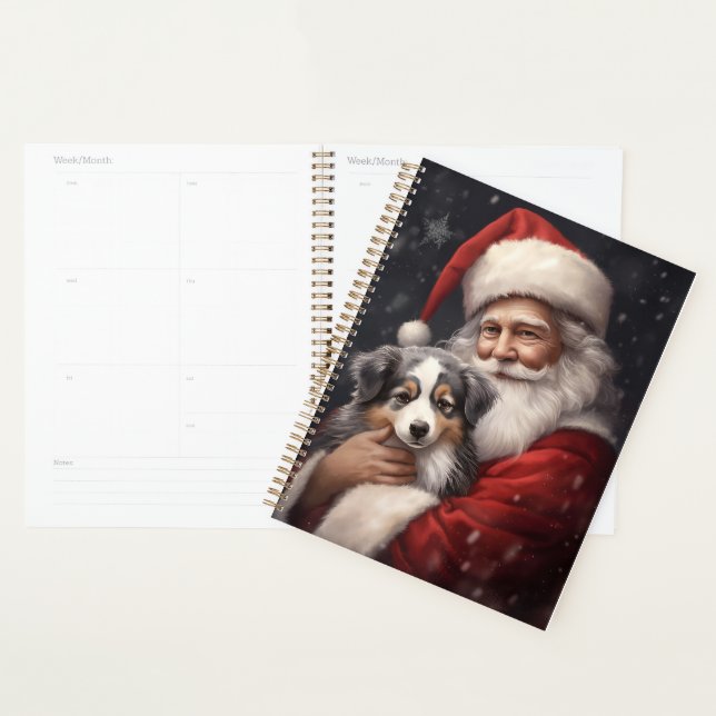 Australischer Schäferhund mit Weihnachten des Weih Planer (Anzeige)