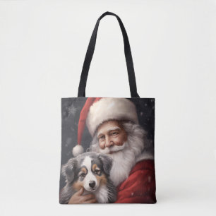 Australischer Schäferhund mit Weihnachten des Weih Tasche