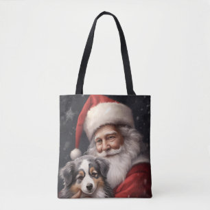 Australischer Schäferhund mit Weihnachten des Weih Tasche