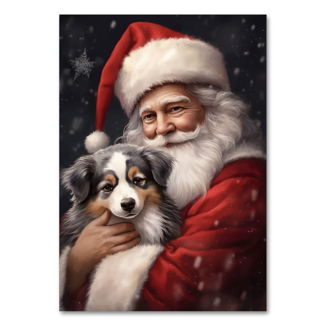 Australischer Schäferhund mit Weihnachten des Weih Tischnummer (Vorderseite)