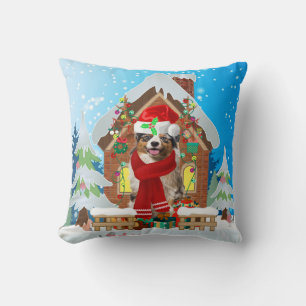 Australischer Schäferhund mit Weihnachtsgeschenken Kissen