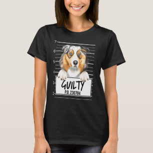 Australischer Schäferhund-Mugshot schuldig Hund T-Shirt