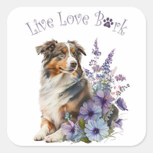 Australischer Schäferhund-Mutter Floral Quadratischer Aufkleber