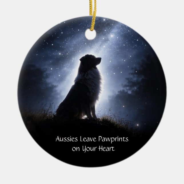 Australischer Schäferhund oder Aussie Weihnachtsfe Keramik Ornament (Vorne)