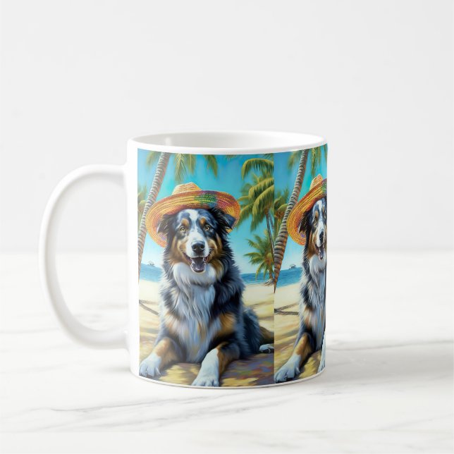 Australischer Schäferhund On Beach Liebhaber Somme Kaffeetasse (Links)