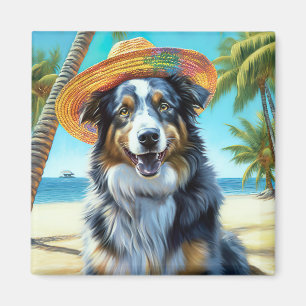 Australischer Schäferhund On Beach Liebhaber Somme Magnet