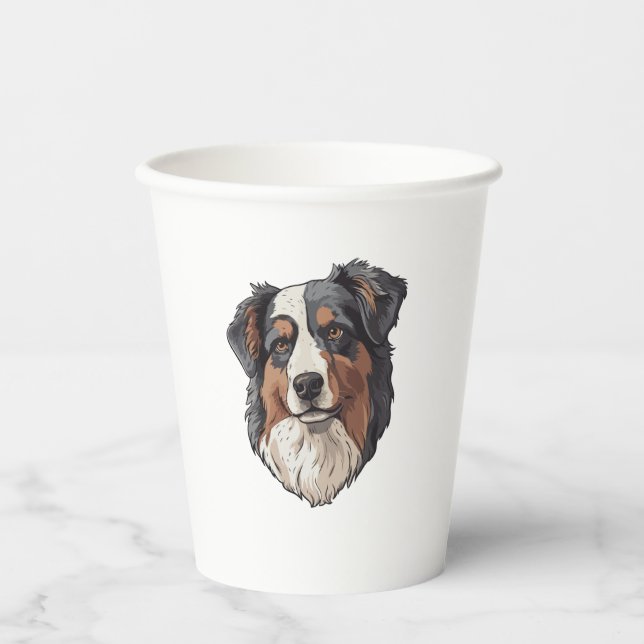 Australischer Schäferhund Pappbecher (Vorderseite)