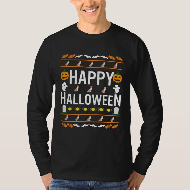 Australischer Schäferhund Red Merle Halloween Faul T-Shirt (Vorderseite)