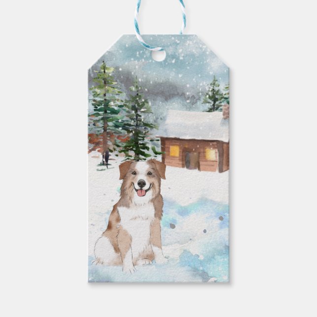 Australischer Schäferhund (rot) Geschenkmarke Geschenkanhänger (Vorderseite)