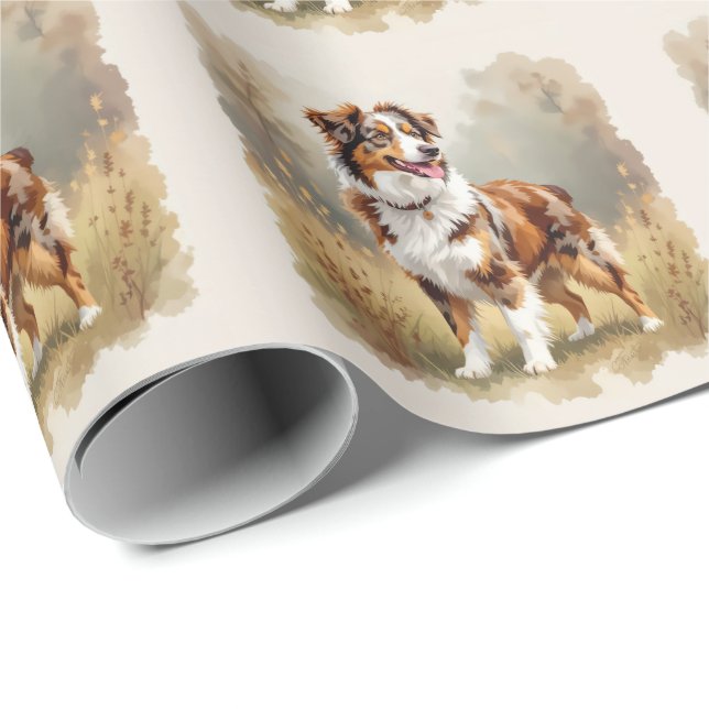 Australischer Schäferhund Rot Merle Aussie Geschenkpapier (Rolleneckpunkt)