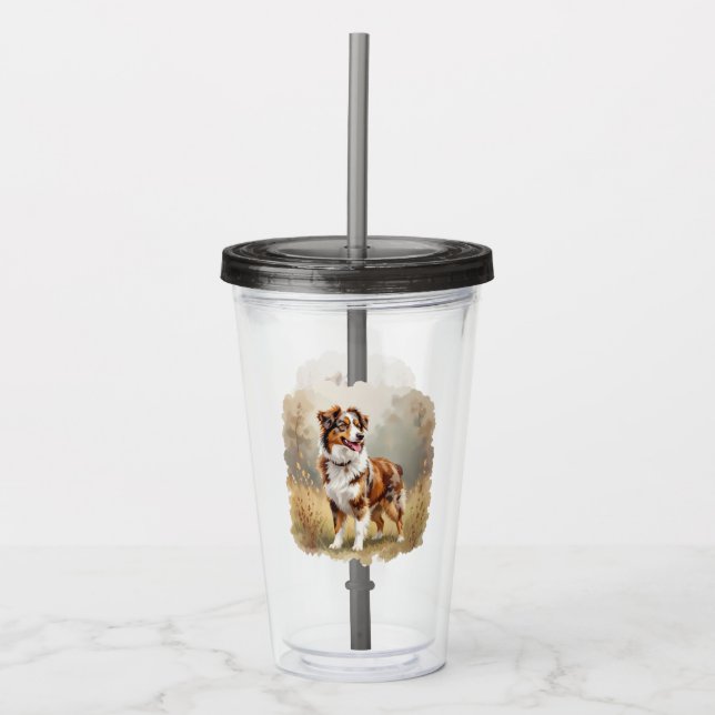 Australischer Schäferhund Roter Merle Aussie Acryltrinkbecher (Vorderseite)