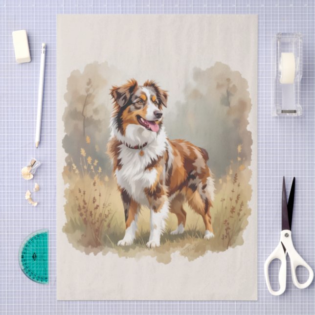 Australischer Schäferhund Roter Merle Aussie Seidenpapier (Handwerk)